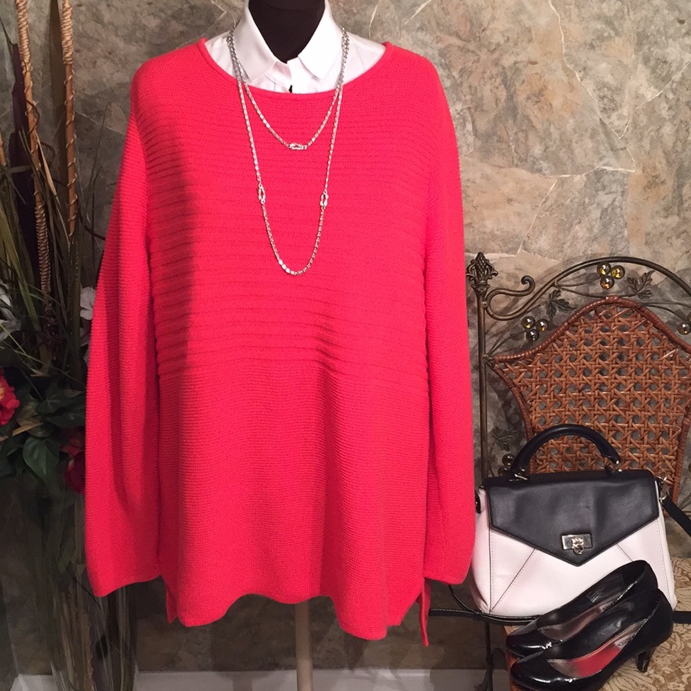 Talbots woman coral pullover sweater top shirt tunic fun colorful beach